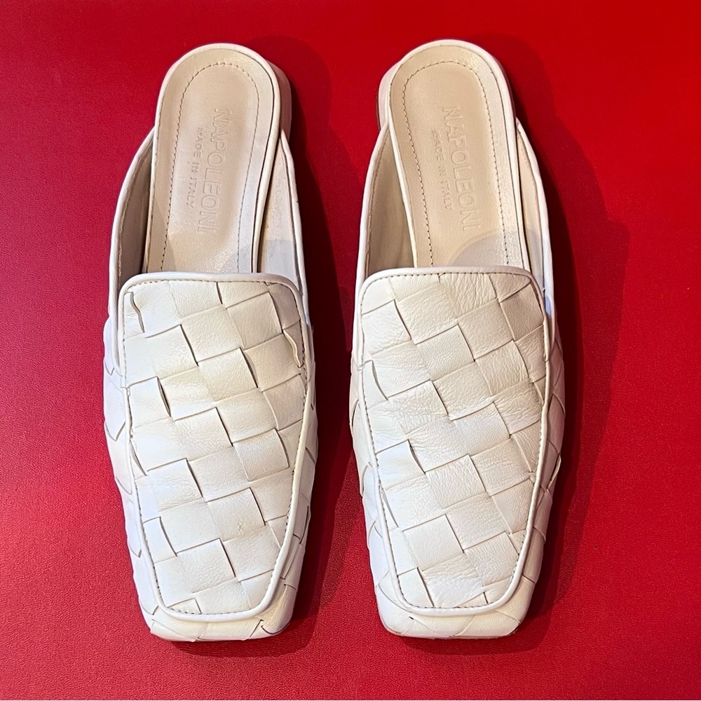 Napoleoni Made in Italy Woven Leather Slides